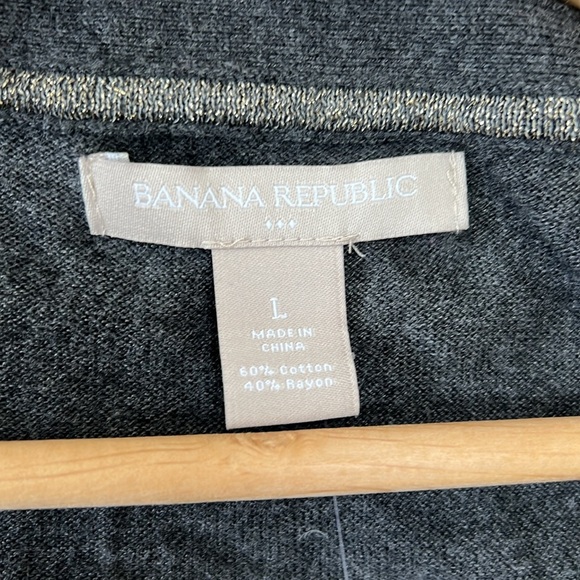 Banana Republic Large charcoal gray knit long line button down cardigan NEW - Picture 4 of 6
